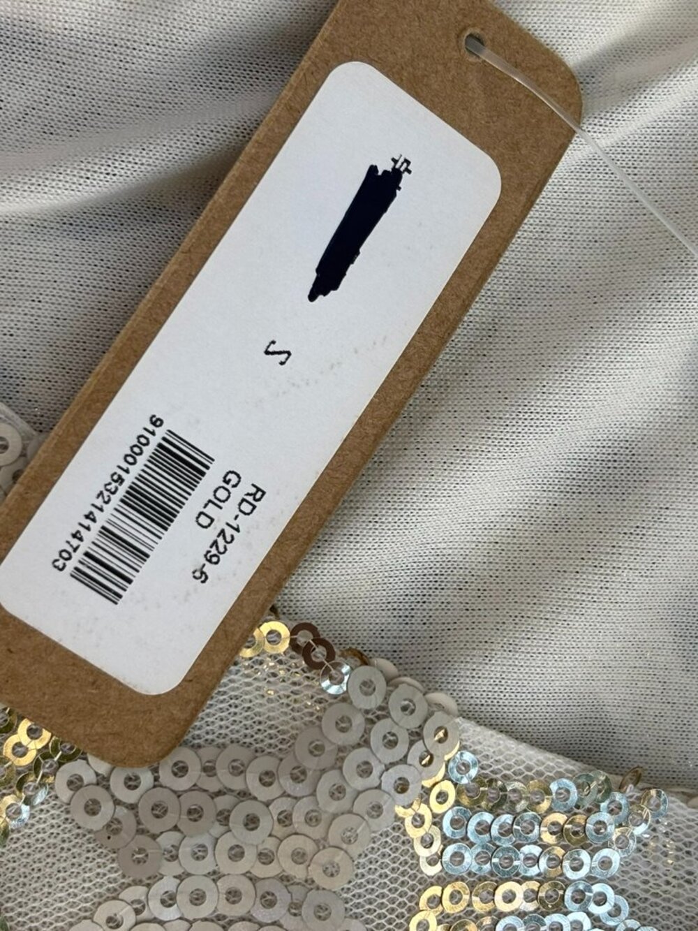 NWT Ellison Gold, Champagne and Cream Sequin Sleeveless Shift Dress S - Picture 8 of 13